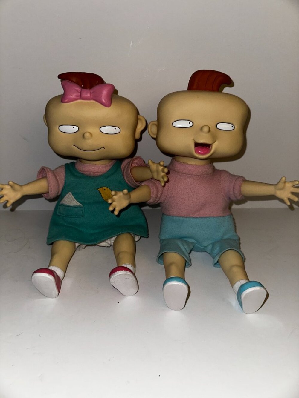 VTG Phil And Lil Twins Rugrats TV Plush And Plastic RARE Dolls 12” Applause 90s